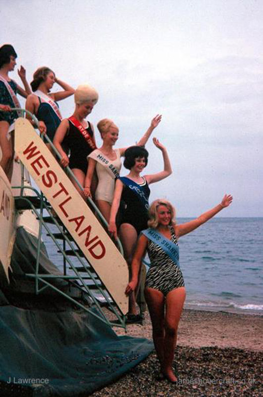 The SRN2 on the Southsea to Ryde route - Girls on the steps for a promotional photo (submitted by Pat Lawrence).